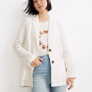 Madewell Cream Blazer with Button Detail